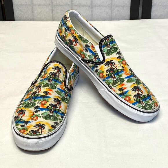 Vans Other - Vans Unisex Canvas Tropical Hula Print Aloha Classic Slip On Sneakers 13